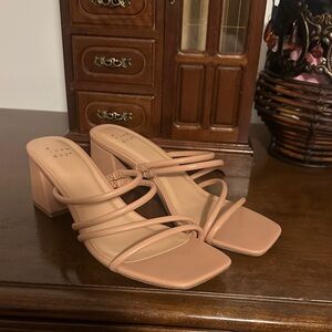 Nude pink block heels